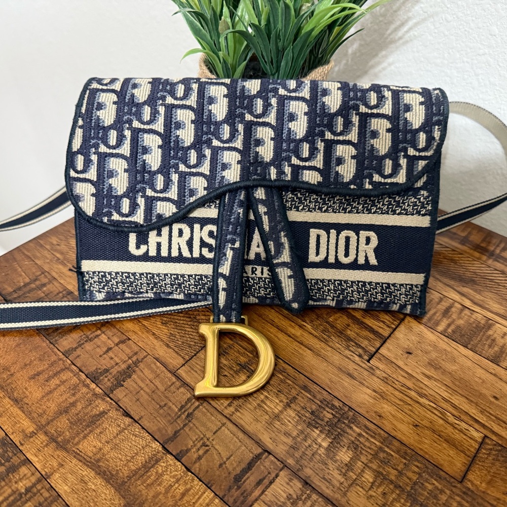 Dior Blue and Cream Belt/Crossbody Bag